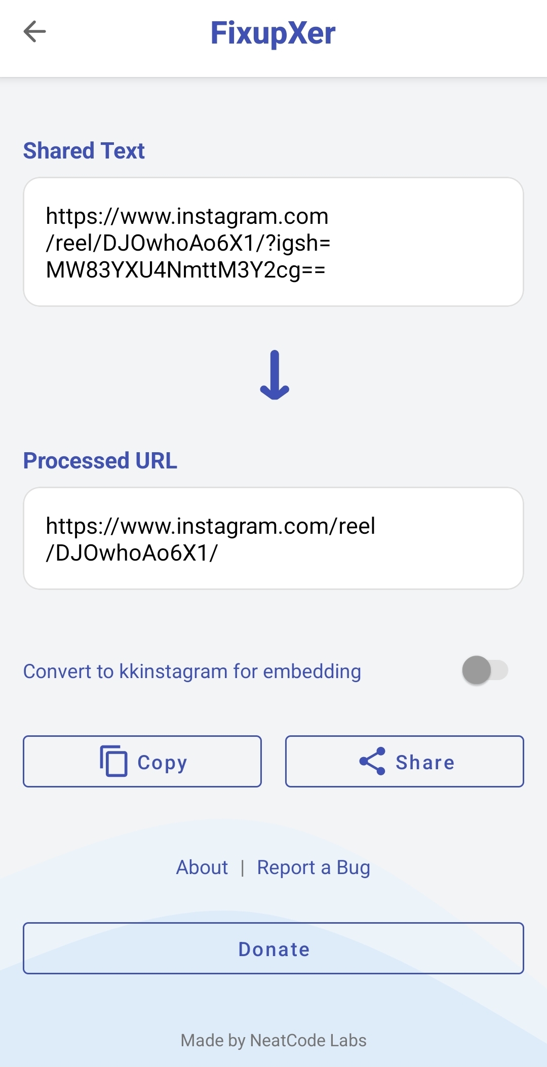 FixupXer Android App Sharing to Instagram