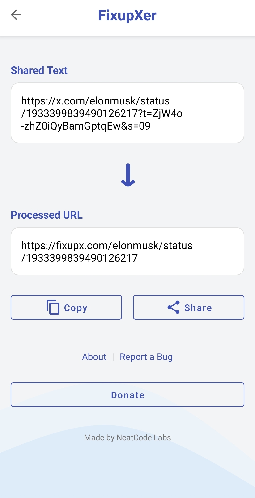 FixupXer Android App Sharing to Telegram